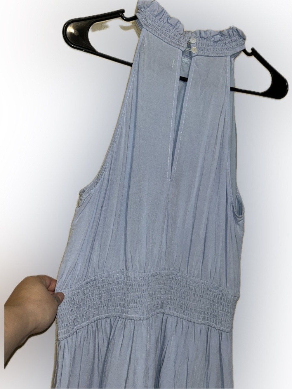 🔥5/$35🔥 Light Blue Boho Halter Tiered Sundress | Size XL - Picture 9 of 11
